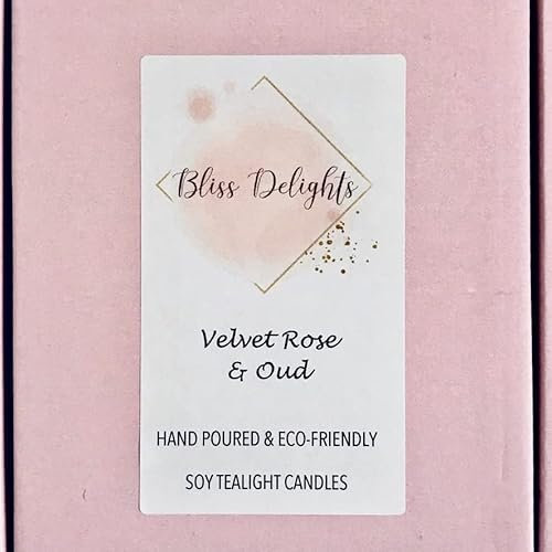 Luxury Scented Soy Tealight Candles | Natural Soy Wax Zero Waste Tealight Refills | Eco-Friendly, Cruelty-Free & Vegan Candles, Aromatherapy & Spa Tealights (Velvet Rose & Oud)
