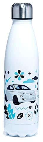 Puckator Bouteille Isolée (Gourde) 500ml en Acier Inoxydable pour Boissons Chaudes ou Froides Fiat 500 E - Voiture Rétro