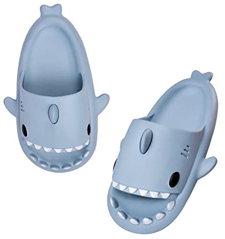 bolukets Pantoufles De Requin Hommes Femmes Adulte Chaussons Antidérapant Sandals Confortable Léger Claquettes de Piscine Plage été Chaussons De Bain Douche intérieur extérieur,40/41EU,A - bleu