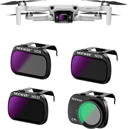 NEEWER Set di 4 filtri ND multistrato HD in vetro ottico ND8+ND16+ND32+CPL compatibili con DJI Mavic Mini Mini 2 Mini SE Mini 2SE