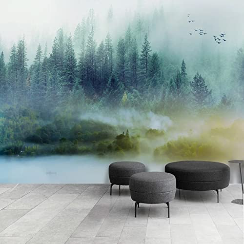 XTSWallpaper Fumée Arbres Paysages 360X250Cm Papier Peint Photo 3D Optique Trompe L Oeil | Déco Mural Tableaux Muraux Photo Mural Décor Motif Poster Géant Stickers Muraux Optique Fond Effet