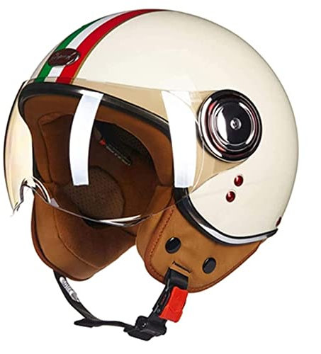 Jethelm Vintage Motorradhelm Roller-Helm Scooter-Helm Moped Mofa-Helm Chopper Retro Vespa Vintage Pilot Biker Helmet · ECE 22.05 Zulassung mit Visier Motorradhelm (Color : 5, Size : 55cm-56cm)