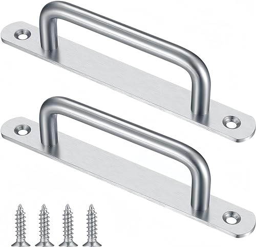 MIEGUIWOR 2 Piezas Tiradores de Puerta de Granero,Tirador Puerta Corredera para Manija de Puerta de Armario,Manillas Puertas Interior,Tirador Puerta Exterior,Manilla Puerta Aluminio (Plata,148mm)
