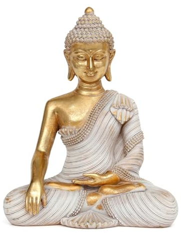 yumiaohe Buddha-Statue für Heimdekoration, Gold, 26,7 cm, Zen-Dekor – spirituelle Buddha-Dekoration für Wohnzimmer, Buddha-Geschenk für den Innenbereich, für Entspannung, Meditation oder Schrein