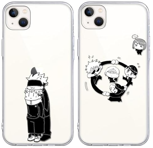 2 Stück Handyhülle für Apple iPhone 13/iPhone 14 Hülle 6.1'', Anime Motiv Gojo Satoru Itadori Yuji Manga Muster Schutzhülle Jungs Case Schutz Design TPU Cover Stoßfest, Transparent8