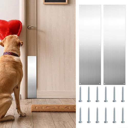 Door Aluminum Kick Plate, 2 Pcs 16 Inches Door Metal Kick Plate Exterior Doors Aluminum Decorative Plates Protector for Home