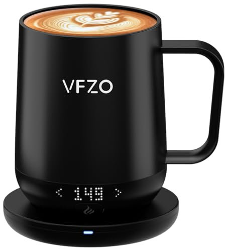 VFZO Smart Mug,Self heating,Temperature-Controlled, Self-Heating Coffee Mug.LED real-time temperature display. 180 minutes maximum battery life.smart coffee cup(12 .062oz)
