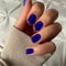 Ymxil 24pcs Short Blue Press-on False Nails, Gel Finish, Half Well Tips, 12 Sizes Assorted, Removable, Fadeless & Nondeforming, Perfect for Nail Art Accessories