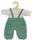 Heless 2416 - Puppenkleidung aus Musselin, 100 Prozent Bio-Baumwolle, 2-teiliges Set mit Latzhose in Salbeigrün und weißem T-Shirt für Puppen und Kuscheltiere der Größe 35-45 cm