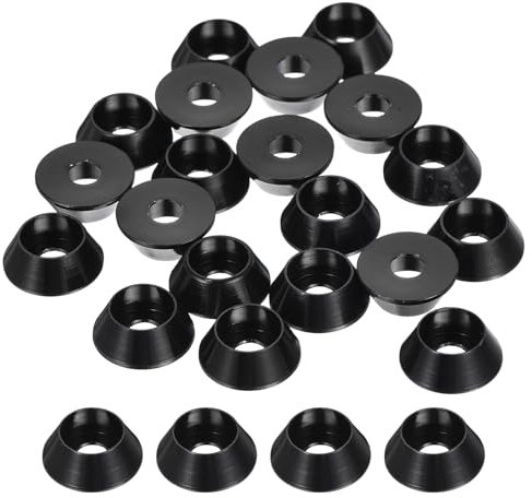 sourcing map M4 Cone Cup Countersunk Washers, 50 Pcs Anodized Aluminum Gaskets Cup Head Washer Gasket, Cup Screw Counterbore Gasket for Mechanical Accessories Parts, Black