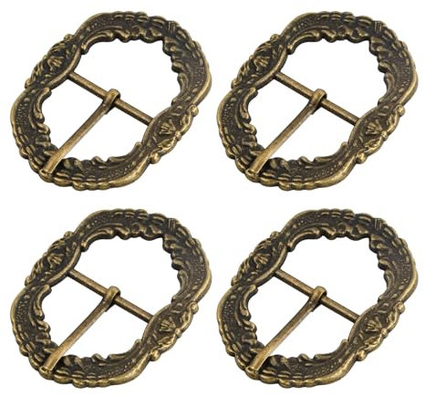 Amexo 4 Stücke Trachten Gürtelschnallen set für herren damen, Durchmesser 30mm Retro gürtelschnallen, Legierung gürtelschnallen geeignet für Jeans Freizeithosen Windjackel und Kleider (Bronze)