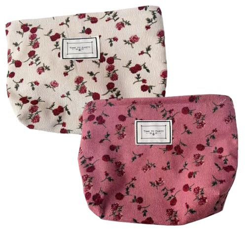 Aililong Beauty Case, Borse Donna 2-Pack in Velluto Look, Borse cosmetiche, Ideali Come Borsa da Viaggio per Donna o Clutch Saint Barth, Pratica Borsa da Bambina o Clutch.