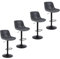 YERAIRR Tabourets de Bar Lot de 4 pivotants avec Dossier, réglables, Modernes, Hauts sans accoudoirs, pour îlot de Cuisine, Cuir PU, Noir