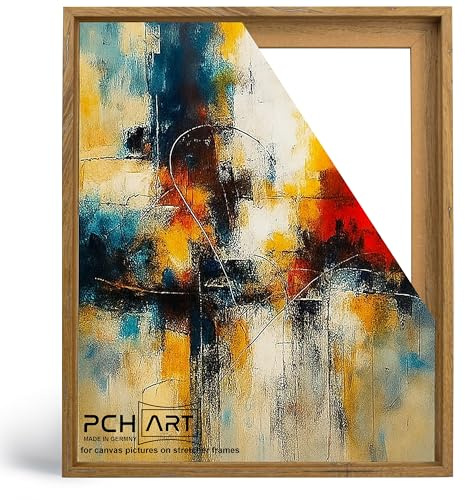 PCH[art] Schattenfugenrahmen in Eiche mit Zinn Optik | für Leinwandbilder auf Keilrahmen|Größe: 40x50 cm| Rahmen ohne Glas und Rückwand