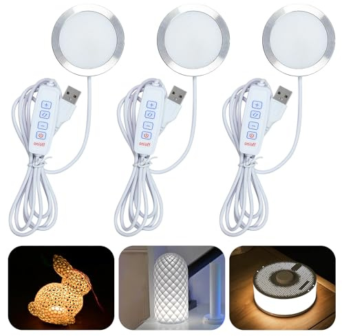 MTEZIZ 3D Druck Led Licht, drei Farben Licht, LED-Lampen Set, LED 5V USB | 3D Drucker Zubehör geeignet für Bambu Lab Makerworld, Küchenschrank, Weinschrank, Kleiderschrank, DIY-Modelle Ersatzteile