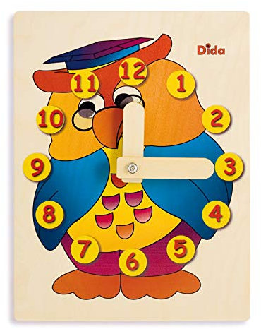 Dida - Lernuhr Für Kinder - Uhu - Spielerisch Die Uhrzeit Lernen, Eine Kinderlernuhr Aus Holz Für Den Kindergarten, Die Vorschule Und Zu Hause