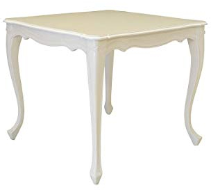 Tisch Esstisch Esszimmertisch Antik Stil massiv in Cremeweiß 77x90x90 cm (8560)