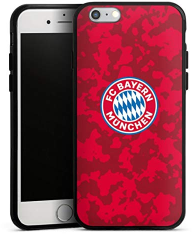 Silikon Hülle kompatibel mit Apple iPhone 6s Case schwarz Handyhülle FC Bayern München Camouflage FCB