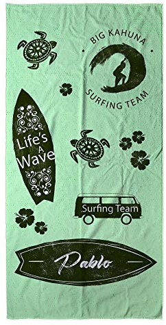 LolaPix Toallas Piscina bebé. Toallas Personalizadas. Toalla de Playa. Regalos Personalizados con Nombre. Varios diseños y tamaños. Surf