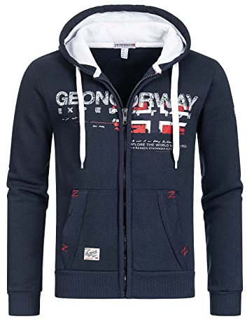 Geographical Norway Sweat à Capuche en Molleton entièrement zippé pour Homme, modèle Fespote Existe en 4 Coloris ,Bleu Marine,XXL