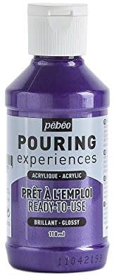 Pébéo Pouring Expériences-Peinture Acrylique Pré-mélangée Prête à l'emploi-Idéal pour Fluid Art, Violet métalique, 118 ml