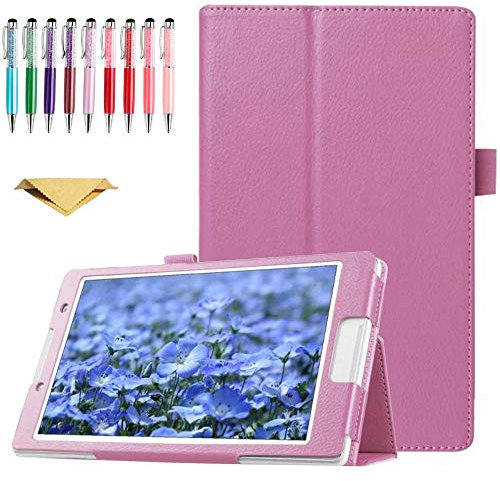 QYiD Funda para MediaPad T3 8.0, Ultra Delgada Cover Carcasa con Soporte Función de Auto-Sueño/Estela para Huawei MediaPad T3 8.0 Pulgadas Tablet 2017 Release, Rosado