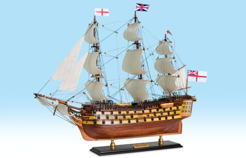 Seacraft Gallery HMS Victory Modellschiffe 54,6 cm - komplett montiertes Holzmodellschiff - Handgefertigtes HMS Siegschiffmodell - HMS Siegschiff für Schlafzimmer Wohnzimmer Büro Display