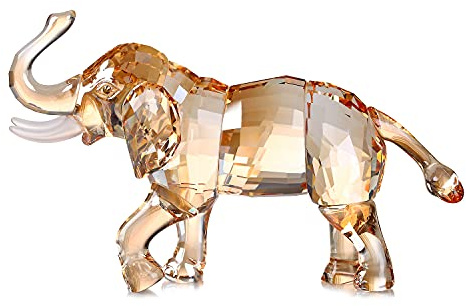 DOJOZ Kristall-Glückselefigur-Kollektion, Ornament, Statue, Tier-Sammlerstück, Heimdekoration (Gold)