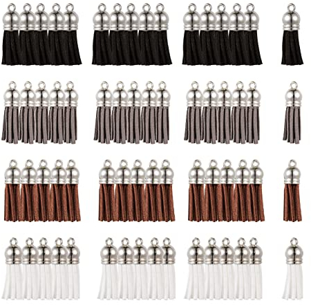 BEEFLYING 60Pcs Faux Wildleder Quaste Anhänger Dekorationen Mini Retro Charm Für DIY Armband Halskette Ohrring Schlüsselanhänger Schmuckherstellung Handwerk Zubehör