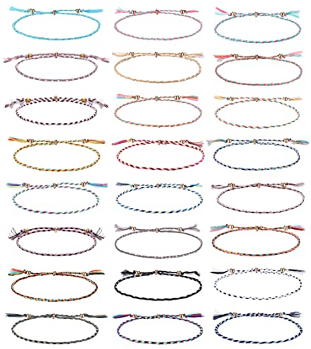 Dochais 24 Stück Boho Armbänder Geflochten, Sommer Surfer Fußkettchen, Strand Set, Einstellbare Wasserdichte Freundschaftsarmband für Frauen Damen