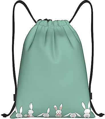 DEHIWI Osterhasen-Rucksack mit Kordelzug, wasserdicht, für Fitnessstudio, Einkaufen, Sport, Yoga, Schwarz, Small, Classic
