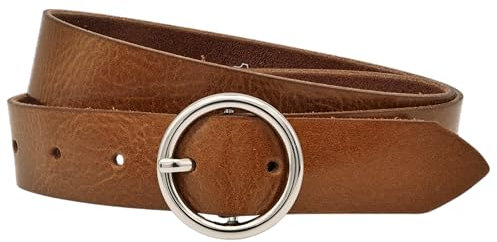 AnnaMatoni Gürtel Damen Ledergürtel Runde Schließe Made in Germany 3cm breit hochwertiges Echt Leder Damen Gürtel Leder Gürte Braun Schwarz (Cognac 640, TW115 - Gesamtlänge 130cm)
