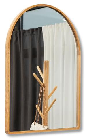 Terra Home Wandspiegel Eiche - Bogenform 80x60 cm, Modern, Voll-Holz, Spiegel - für Flur, Wohnzimmer, Bad oder Garderobe (Bogenform)