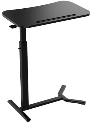 ESMART EAS-121BB 60 x 38 cm Schwarz - Mobiler stufenlos pneumatisch höhenverstellbarer Beistelltisch 66-106 cm für Couch, Bett, Kinderzimmer und Homeoffice
