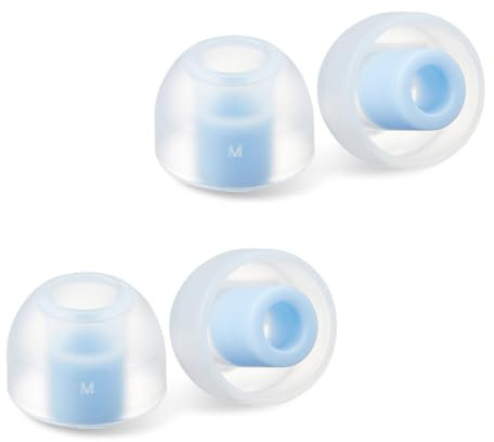 AZLA SednaEarfit Origin (M) - Earbud Tips for Noise Cancelling Headphones – Compatible with Wired Headphones, Earbuds, Gaming Headsets; Made of Medical Silicone; Clear & Light Blue
