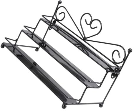 FRCOLOR Vintage Iron Nail Polish Display Rack Wall-mounted Cosmetic Organizing Holder Makeup Storage Shelf Black for Dressing Table and Salon Use