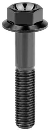 KONGNY Titan-Bolzensteigung 1,25mm Schraube M10 x 20/25/30/35/40/45/50/55/60/65/70/75/80/100mm Sechskantflansch-Bolzenbefestigung, Schwarz, M10,60mm