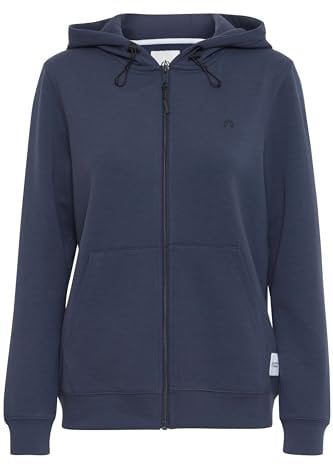 NORTH BEND NBTara Damen sportliche Sweatjacke Kapuzenjacke Hoodie atmungsaktiv und komfortabel mit Kapuze, Größe:42, Farbe:Blue Nights (2154)