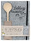 GILDE Heft Rezeptbuch zum Selberschreiben A5 – leeres Kochbuch für Lieblingsrezepte Backen Kochen – Kochbuch selbst schreiben – Rezepte Buch - mit Holz Kochlöffel – A5