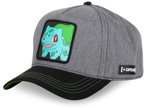 Capslab Bisasam Pokemon Denim Dunkelgrau Schwarz Verstellbare Snapback Cap - One-Size