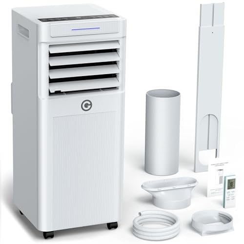 Condizionatore Portatile 7000 BTU con Deumidificatore 4 in 1, Ventilatore di Raffreddamento a 2 Velocità, Display Digitale e Telecomando, Kit Finestra, Timer 24 Ore Per Stanze Fino a 20 m²
