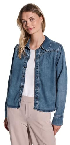 STREET ONE Damen A345535 Jeansbluse mit Nieten, Soft mid Indigo, 40