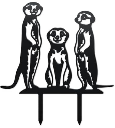 WADORN Charmante Erdmännchen Deko Gartenstecker Aus Metall, Lustige Erdmännchen Statuen Aus Metall Erdmännchen Tierstatue Ornament Geschenke Lustige Tier Dekoration Für Draußen Garten Hinterhof