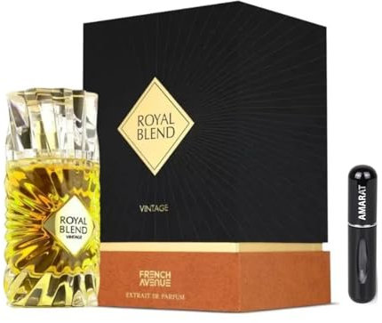 Perfume Royal Blend Vintage Extrait de Parfum 100ML, Perfume Árabe Unisex de Larga Duración, Incluye Atomizador, Fragancia Oriental y Ambarada con Notas de Davana, Inmortal y Bálsamo de Tolú (Vintage)