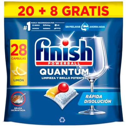 Quantum Detergente para lavavajillas para máquina con aroma a limón, 20+8 pastillas 227 g, paquete de 6 unidades