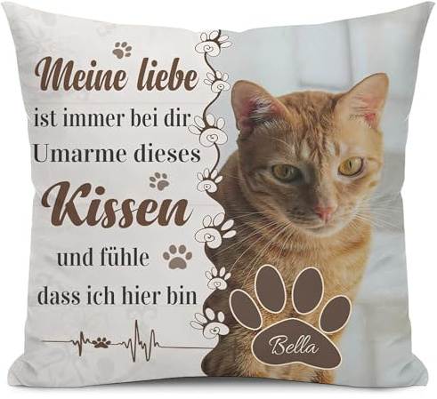 Alienc Gedenkkissen Bezug mit Foto & Name für Hund & Katze | Optional mit Füllung, Ein liebevolles Gedenkgeschenk für Hund & Katze voller Liebe, Trost, Nähe und bleibender Verbundenheit