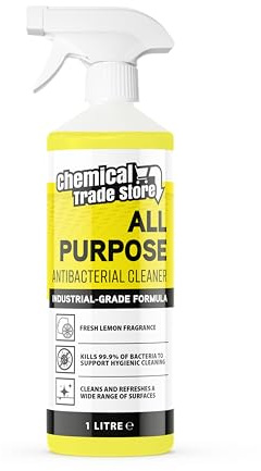 Chemical Trade Store - Antibacterial All Purpose Cleaner Lemon - Industrial Strength Multi-Surface Disinfectant for Kitchens, Bathrooms, Worktops, Tiles & More - 1L