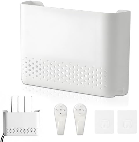 LCFVOFU 30 x 22 x 6.5 cm WLAN Box Verstecken mit Montagekomponenten, Kunststoff Router Schrank, Router Box für Die meisten WLAN, Weiß