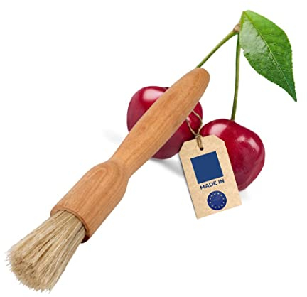 HOFMEISTER® Haushaltspinsel aus geöltem Kirschholz, rund, Breite: 2,5 cm, Länge: 18 cm, Backpinsel mit Naturborste