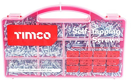 TIMCO Self-Tapping Metal Silver Screws Mixed Tray - 1,305pcs